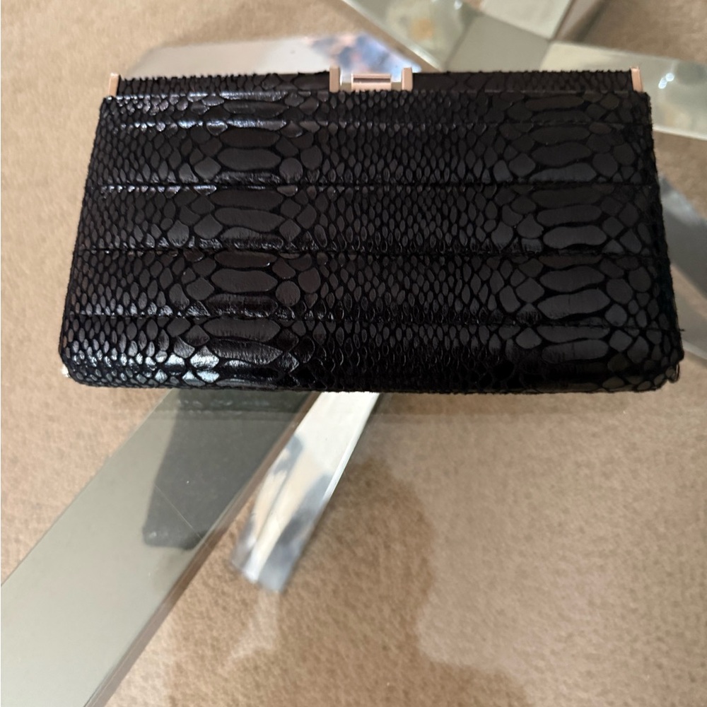 Necessary Objects Luxurious Black Snakeskin Clutch